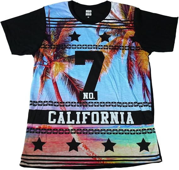 Amazon カルフォルニア スター 星柄 ビーチ ストリート系 スケーター おもしろtシャツ メンズtシャツ半袖 並行輸入品 Tシャツ カットソー 通販