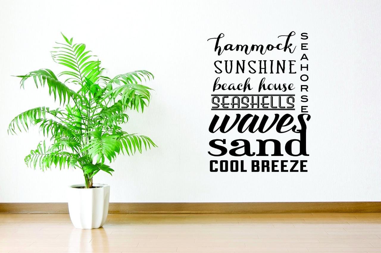 Photo 1 of *** FACTORY SEALED*** Wall Decal Hammock Sunshine Beach Seashells Waves Sand Cool Breeze Seashores Ocean Inspired Cute Wall Art Decal Beach Decoration - Size: 15 Inch X 30 Inch