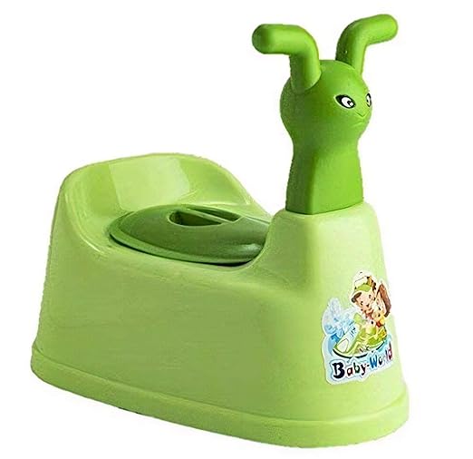 Vadmans Toilet Trainer Baby Potty Seat Cartoon Face with Removable Tray & Closing Lid (Green)