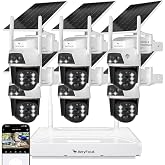 VeryFocal Solar Dual-Lens 6‑Pack Wireless Outdoor Security Camera System | 2.4/5GHz WiFi‑6, AI Tracking, 360&deg; PTZ, Color Night Vision, IP66 Weatherproof, 10CH 4K NVR, No Monthly Fee for Home Surveilla