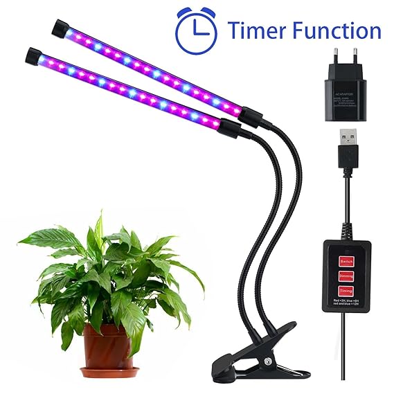 Lovebay 12W 36-LEDs(24 Rote,12 Blaue) Pflanzenlicht Wachstumslampe Pflanzenlampe||Dimmbar 5 Lichtstärken||mit Klemmhalterung|