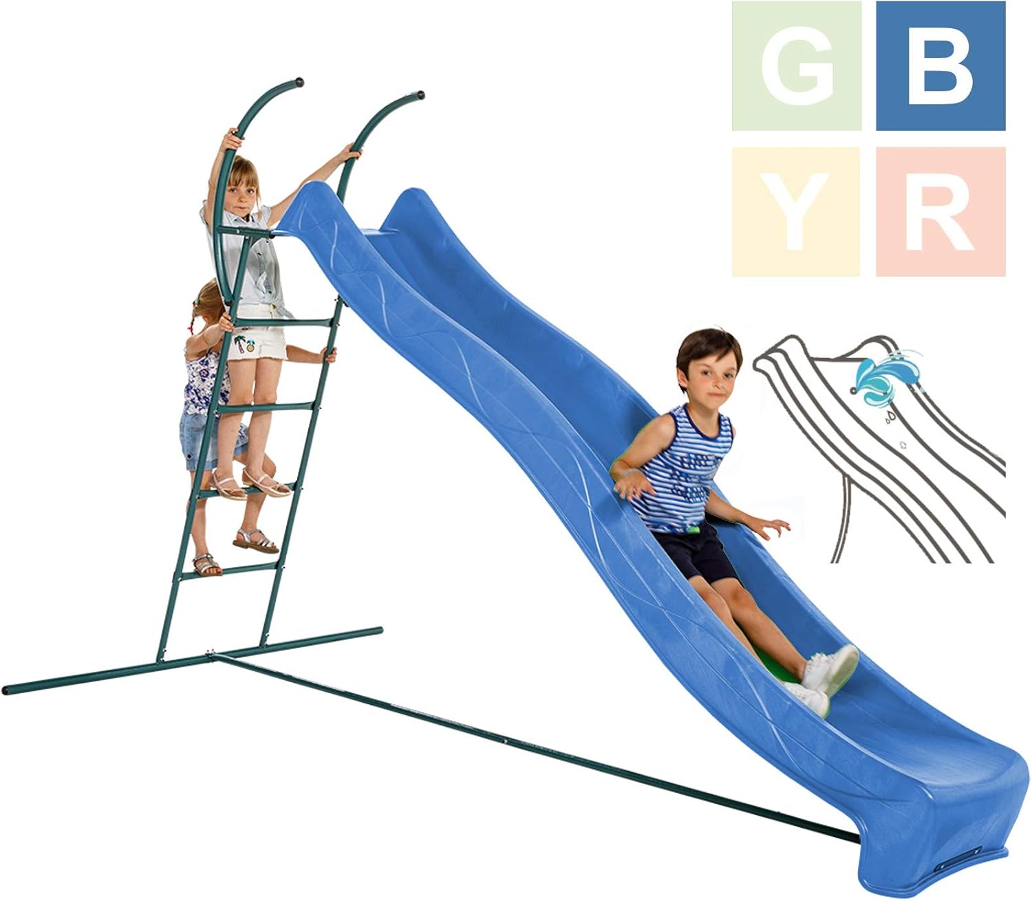 2,90 m Blau, 2,90 m Demmelhuber Rutsche WATERSLIDE mit Leiter