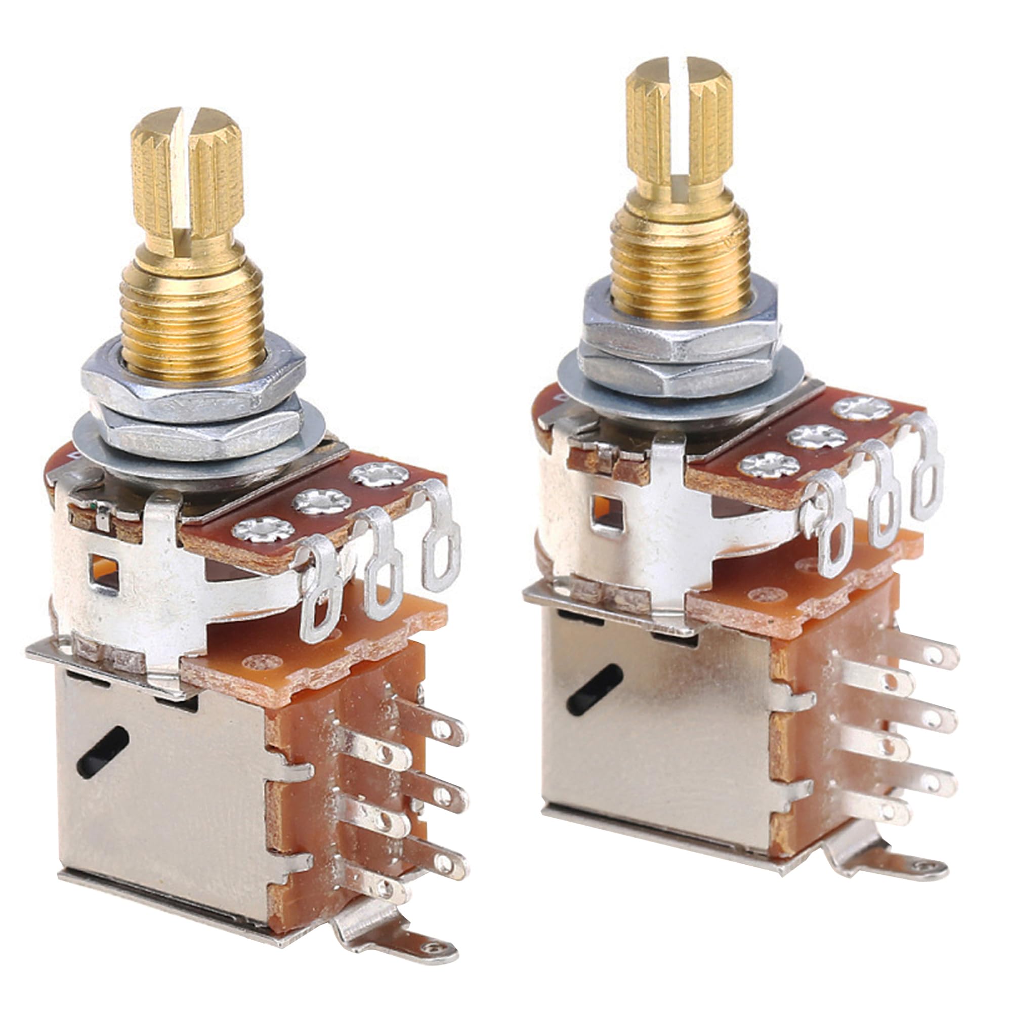 Musiclily Pro Brass Full Metric Sized Control Pots B250K Push/Pull Audio Taper Potentiometers for Guitar(Set of 2)