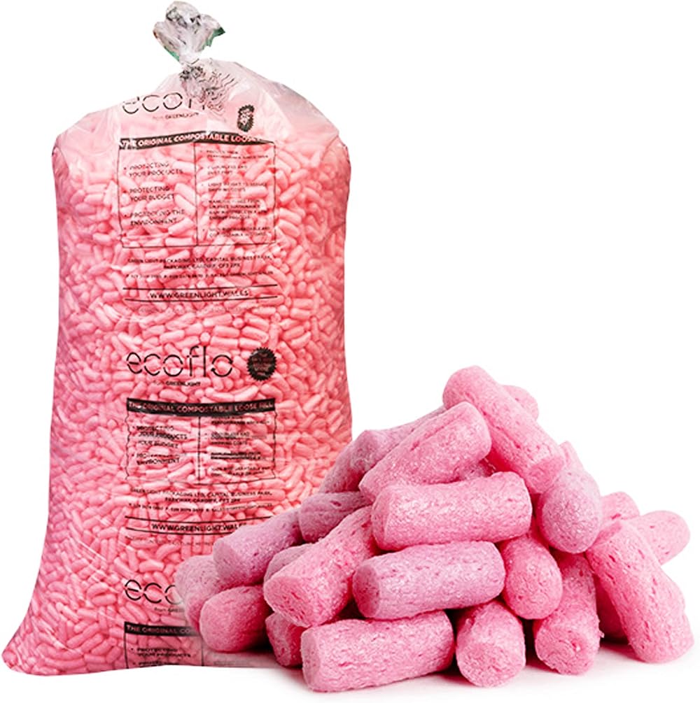 STORM TRADING GROUP Pink Eco Flo Biodegradable Packing Peanuts 15 Cubic Void