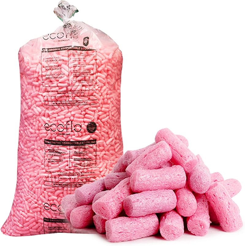 STORM TRADING GROUP Pink Eco Flo Biodegradable Packing Peanuts 15 Cubic Void