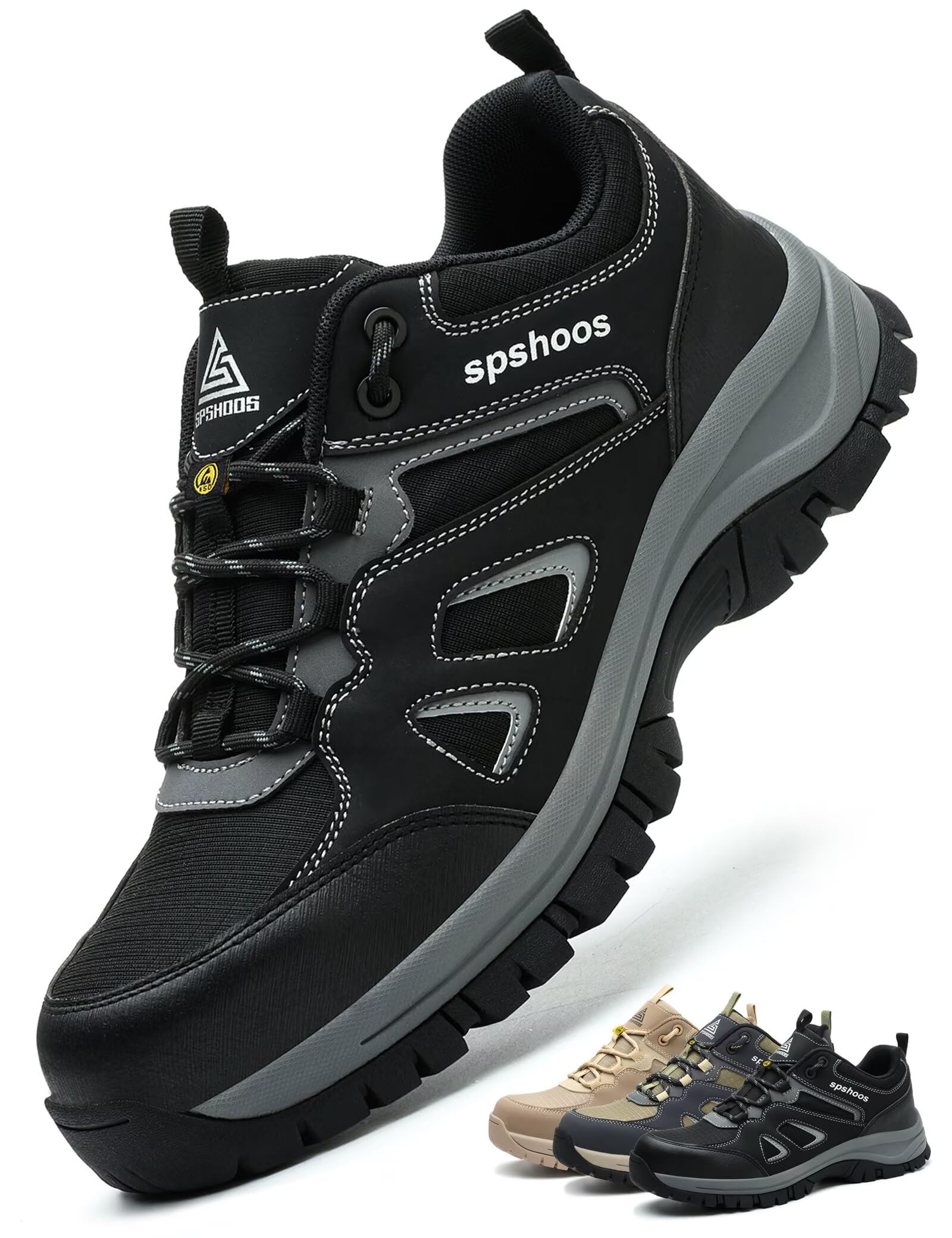 SPSHOOS Arbeitsschuhe Herren S1P Sicherheitsschuhe Damen ESD Schwarz EU 42