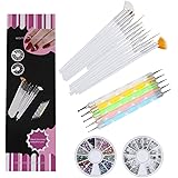 WOVTE Nail Art and Gel Acrylic Drawing Makeup Brush Set with Dotting Tools, Pack of 20