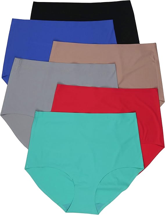 ToBeInStyle Women's 6 Pack High Waisted Seamless Basic Laser Cut