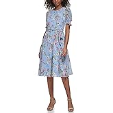 Jessica Howard Womens Floral Fit & Flare Chiffon Midi Dress
