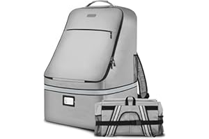 SINVICKO Car Seat Travel Bag,Padded Car Seats Backpack with Steel Cable Handle and Reflective Stripes, Large Durable Carseat Carrier Bag,Airport Gate Check Bag,Infant Seat Travel Bag with Shoulder Strap,Grey