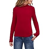 Milumia Girl's Casual Rib Knit Mock Turtle Neck Tee Long Sleeve Fitted T Shirt Tops