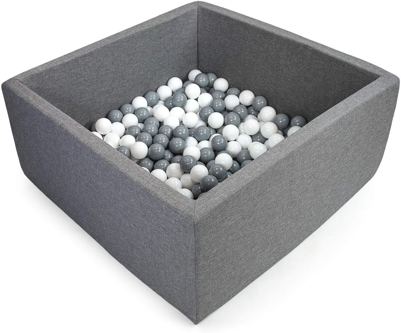 Tweepsy Soft Baby Ball Square Pool Pit 250 Balls 90x90x40cm Handmade EU - BKWZ1N - Grey Pool: White, Grey