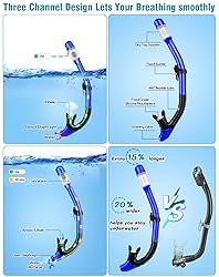 Vengreedo Snorkel Set with Fins, Adult Dry Top