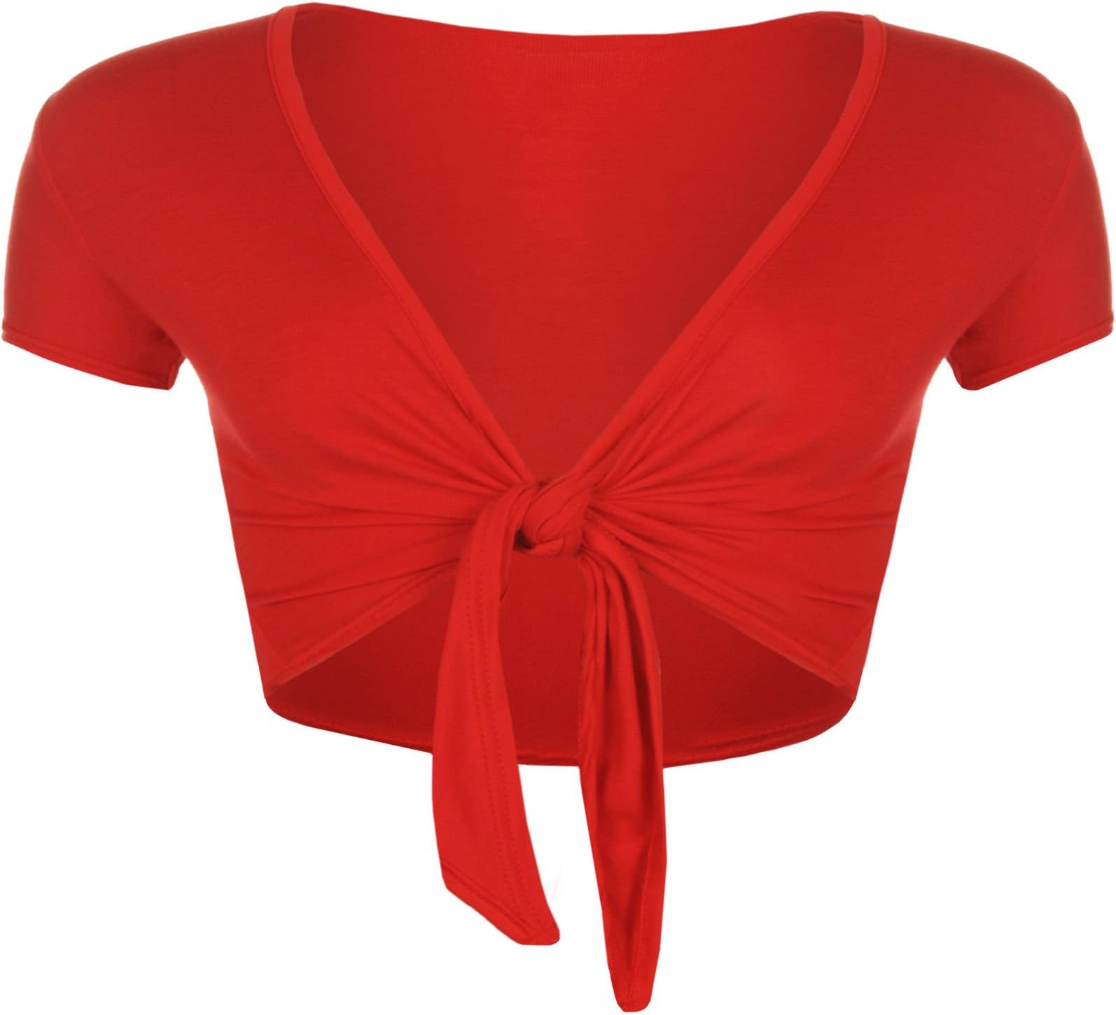 COMMENCER Women's Tie Up Front Cropped Bolero Shrugs Cardigan Ladies Short Sleeve Open Top