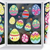 Spring Easter Window Clings for Glass Windows Extra Large Easter Eggs Window Decorations Home School Office