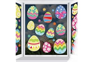 EUOLOAR Spring Easter Window Clings for Glass Windows Extra Large Easter Eggs Window Decorations Home School Office