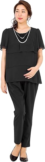 Amazon Co Jp アッドルージュ マタニティ パンツドレス シフォン 授乳口付き 授乳服 妊婦服 産前 産後 妊娠中 大きいサイズ ｔ9021 服 ファッション小物