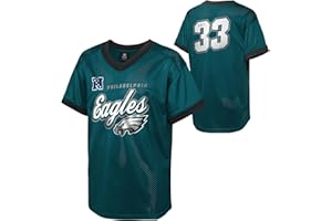 OUTERSTUFF NFL Kids Youth Boys 8-20 Officially Licensed Division Established Team Color Mesh V-Neck Wordmark Primary Logo Jersey