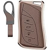 Durable Car Key Fob Cover with Keychain, Leather Sleeve and Metal Case Protector Compatible with Lexus (for Lexus B(Gold Color))