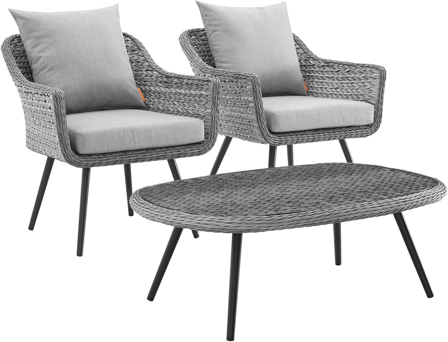 Modway Endeavor Wicker Rattan Aluminum Glass Outdoor Patio Coffee Table in Gray : Garden & Outdoor