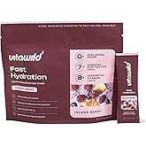 VitaWild Premium Electrolyte & Vitamin Drink Mix - Zero Added Sugar - Clean Ingredients - 7 Electrolytes & Minerals - 8 Key Vitamins & Nutrients - 15 Single-Serve Sticks (Island Berry)