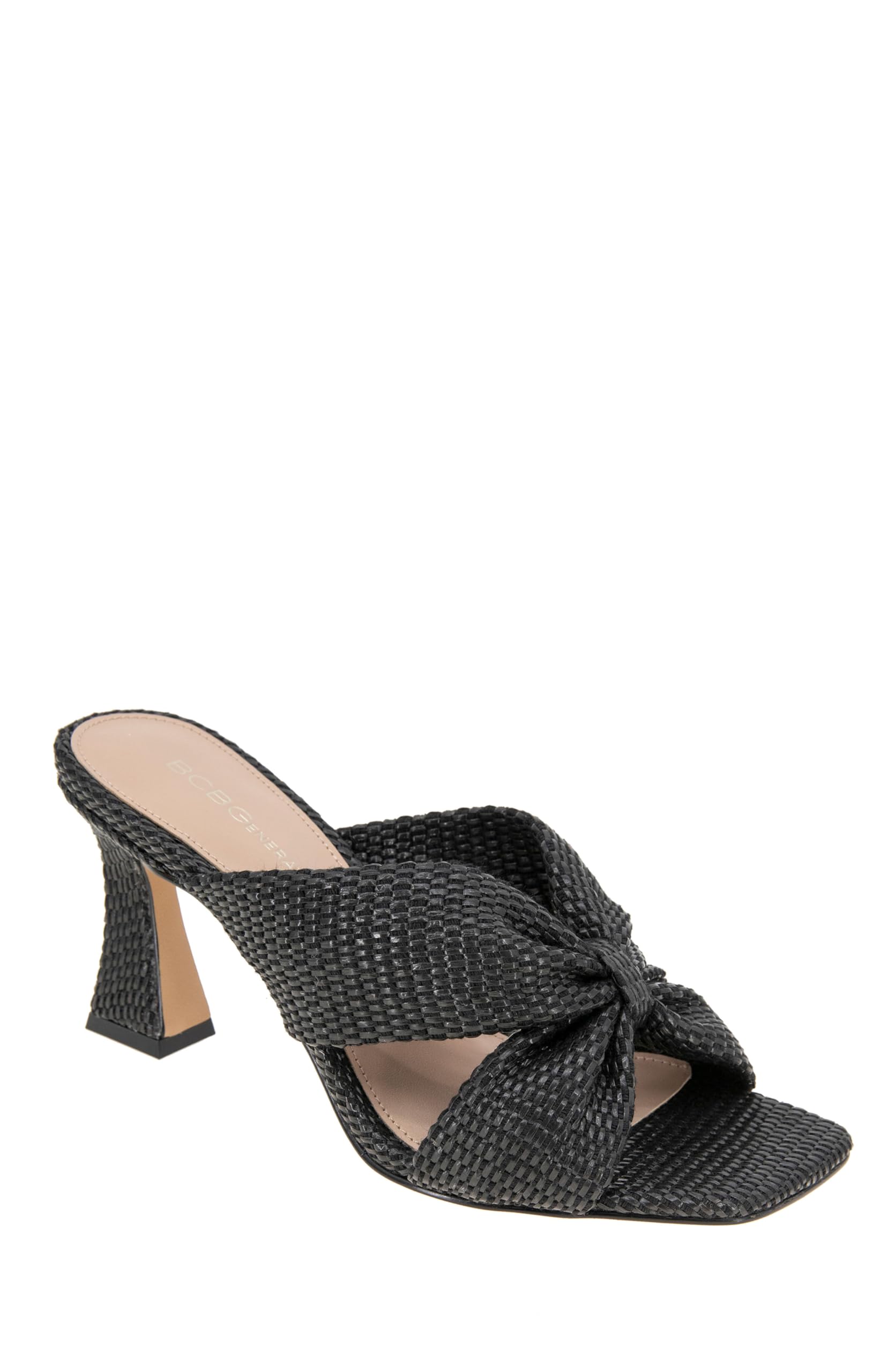 BCBGeneration Womens Fashion Heeled Sandal, Black Raffia, 7 US