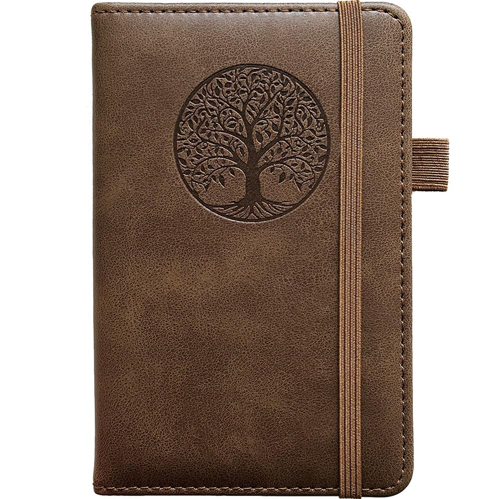 Photo 1 of BIYUNRO Small Pocket Notebook, Leather Journal Mini (Wood)