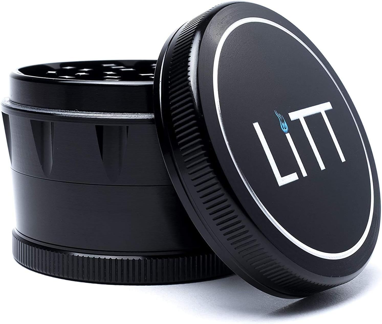 LITT 4 Piece Classic Grinder - Aluminium Grinder with Curved Teeth, Magnetic Top Lid, Kief Pollen Collector, Sharp Grinding Teeth Metal Herb & Spice Grinder, Lifestyle and Travel Accessories