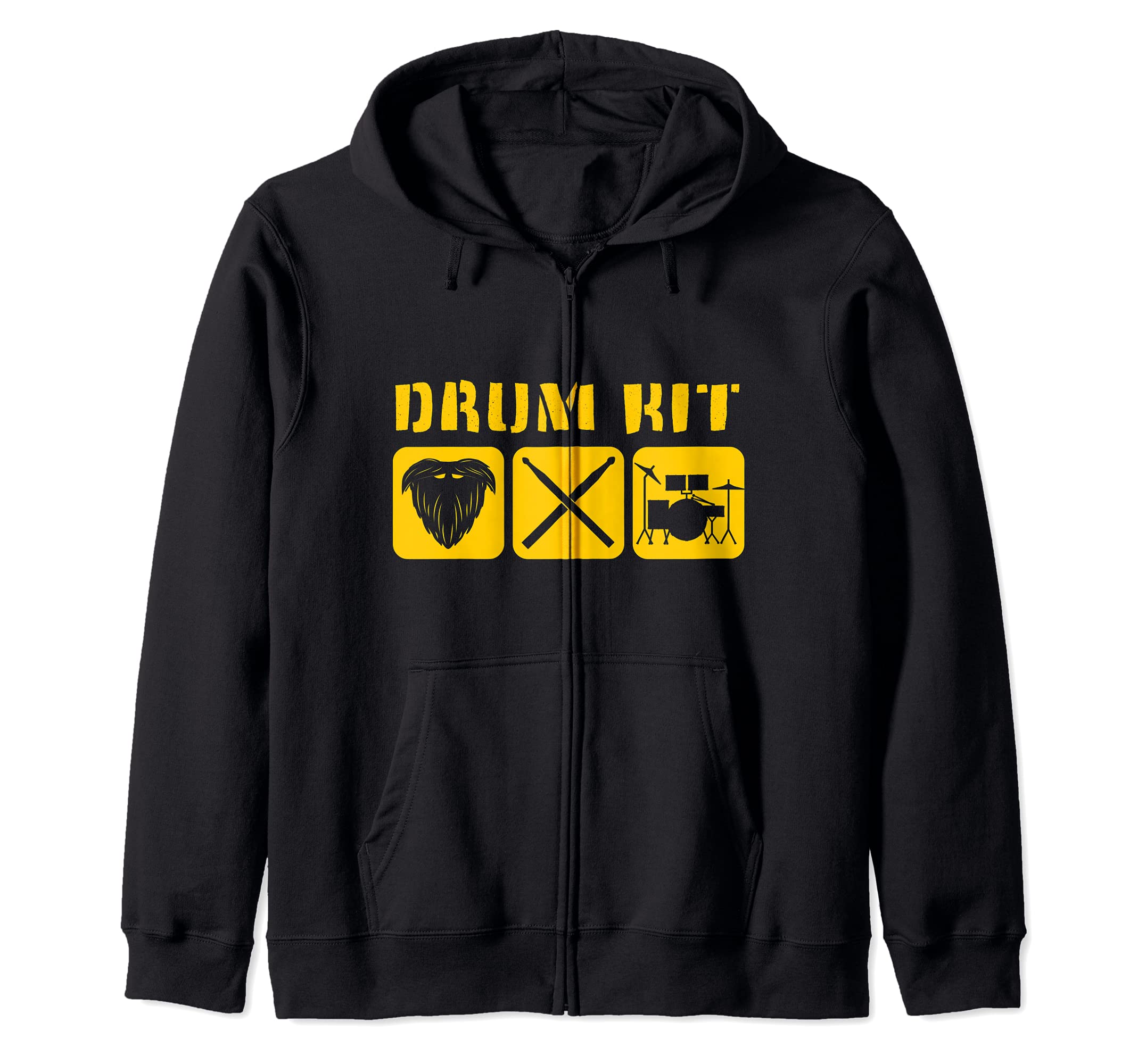 Drum Kit Band Drumming Drumsticks Musical Drums Zip Hoodie