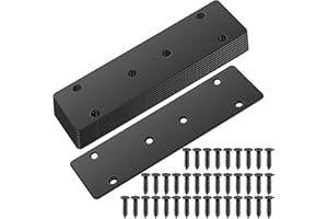 BJBJJIU 10 Pcs Flat Mending Plates, Stainless Steel Flat Straight Brace Bracket, Metal Repair Straight Joining Braces Plates, Flat Corner Brace Fixing Mending Plates for Furniture Wood (Black 1.88x6.69 inch)