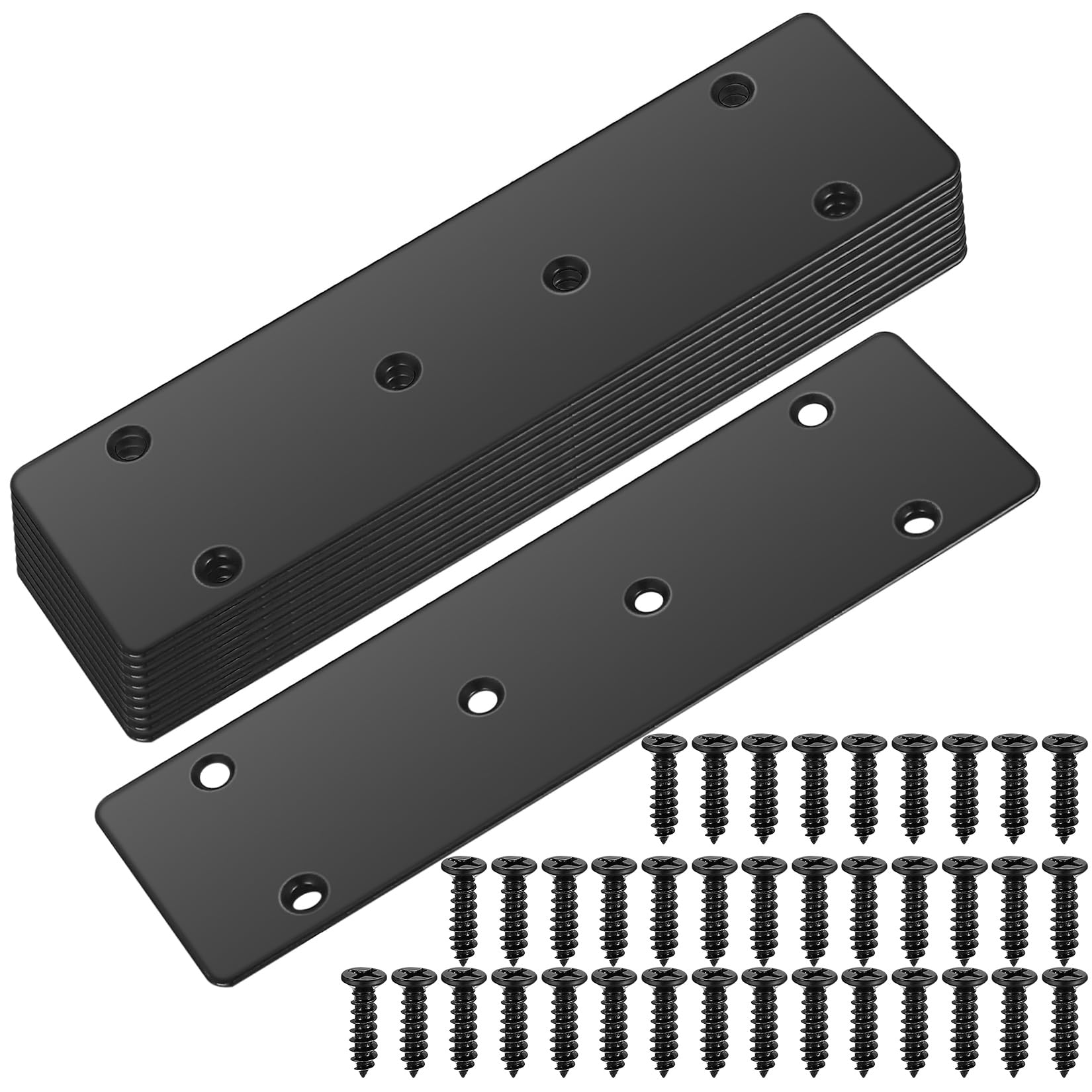 10 Pcs Flat Joining Plates, Metal Mending Plates for Wood, Timber Connector Perforated Straight Brace Brackets, Stainless Steel Heavy Duty Fixing Brackets for Furniture Repair, 6.7x1.89 in โ image 1