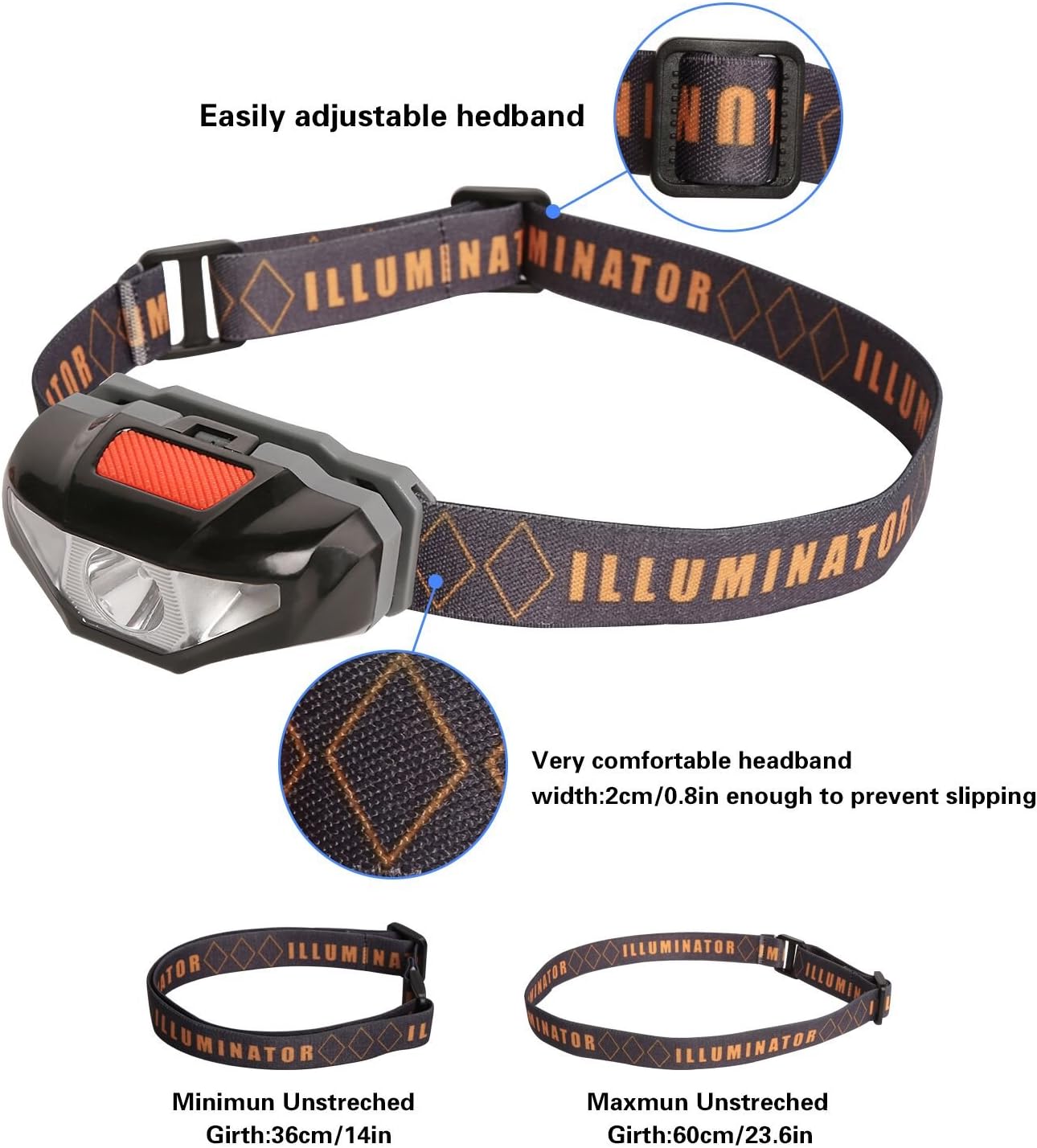 LED Headlamp Flashlight with Carrying Case, COSOOS Head Lamp, Waterproof Running Headlamp, Bright Headlight for Adults, Kids, Camping, Night Jogging, Reading, Dog Walking, Runner, Only 1.6oz/48g(NO AA Battery) - - 