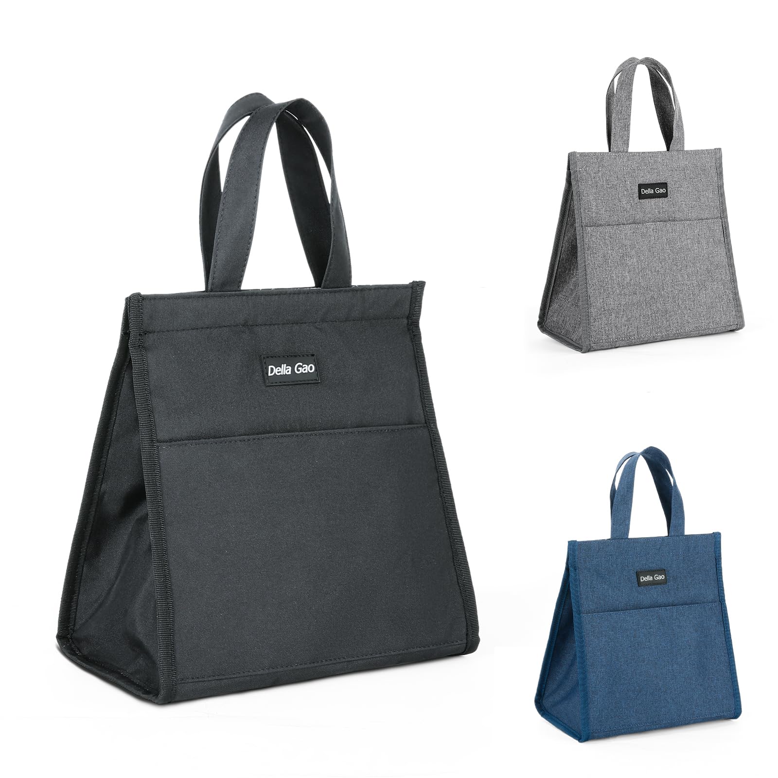 Photo 1 of Della Gao Insulated Lunch Bag for Women Men, Waterproof Small Lunch Tote Lunch Box, Reusable Lunch Bags for Work, Party, Travel and Picnic (Black)