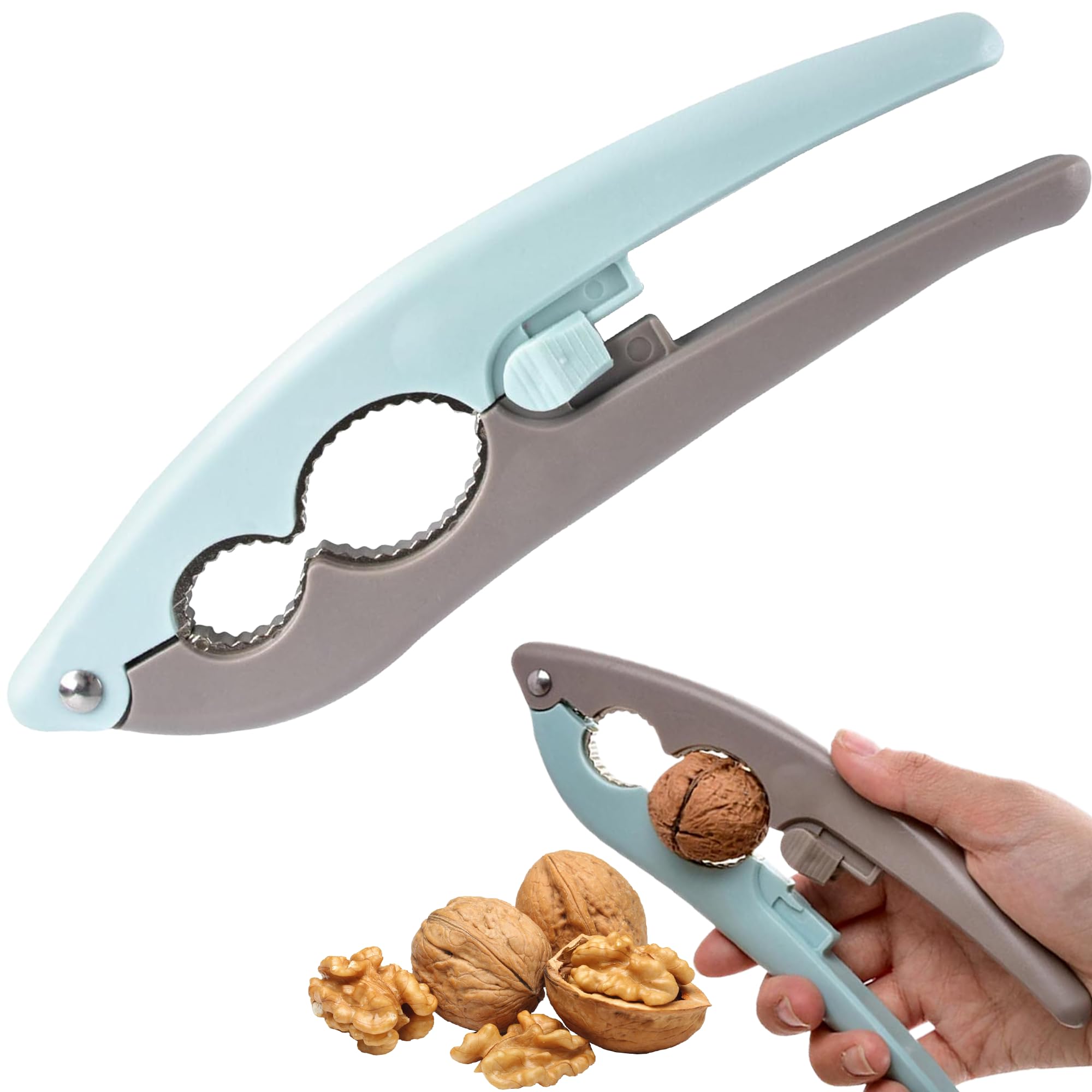 Nut Cracker Anti Splash Heavy Duty Nut Opener Tool Multifunctional Nutcracker Sturdy Stainless Steel Opener Tool with Non-Slip Handle for Walnuts Pecan Nut Hazelnuts Almonds Brazil Nuts
