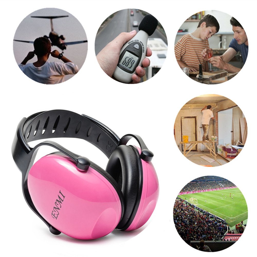 Enmi Baby Ear Defender Hearing Protection Earmuffs Noise Reduction, 3 months+, Blue, Comfortable for Travelling ，Leaning， Rest (pink)