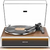 SeeYing Vinyl Record Player with Built in Speakers, HiFi Turntable | Bluetooth Belt Drive Turntable for Vinyl Records with Magnetic Cartridge, Auto Stop and Warm Light Design