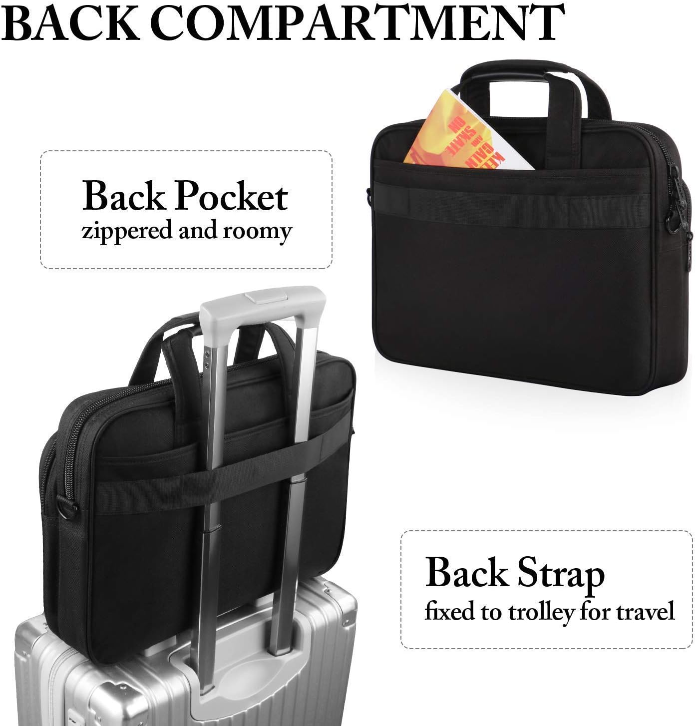 Laptop Bag 15.6 Inch, Laptop Briefcase Business Office Bag for Men Women, Water Resistant Durable Shoulder Messenger Bag for Notebook Computer MacBook Acer HP Dell, Black: Computers & Accessories