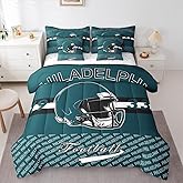 Feelyou Football Comforter Set with Sheets 7 Piece Full Size Philadelphia Bedding Set for Kids Boys Girls Football City Bed in a Bag Sports Games Room Decor Soft Lightweight Microfiber