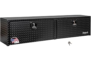 BUYERS PRODUCTS COMPANY Buyers Products 1721551 Black Aluminum Diamond Tread Topsider Truck Box With Drop Door, 72 x 13 x 16 Inch, Made in The USA, Lockable Tool Chest, Durable Job Box For Storage & Organization