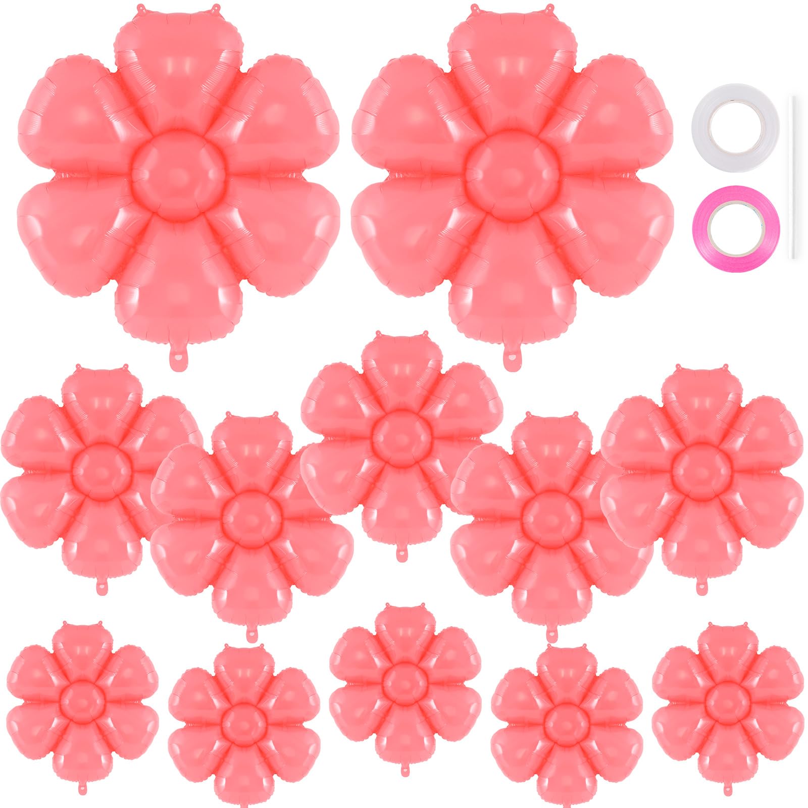 YOTHORN 12 Pcs Pink Daisy Balloons,Daisy Birthday Party Decoration,Daisy Foil Balloons Flower Balloons for Girls Daisy Themed Party Baby Shower Wedding Groovy Boho Supplies (Pink)