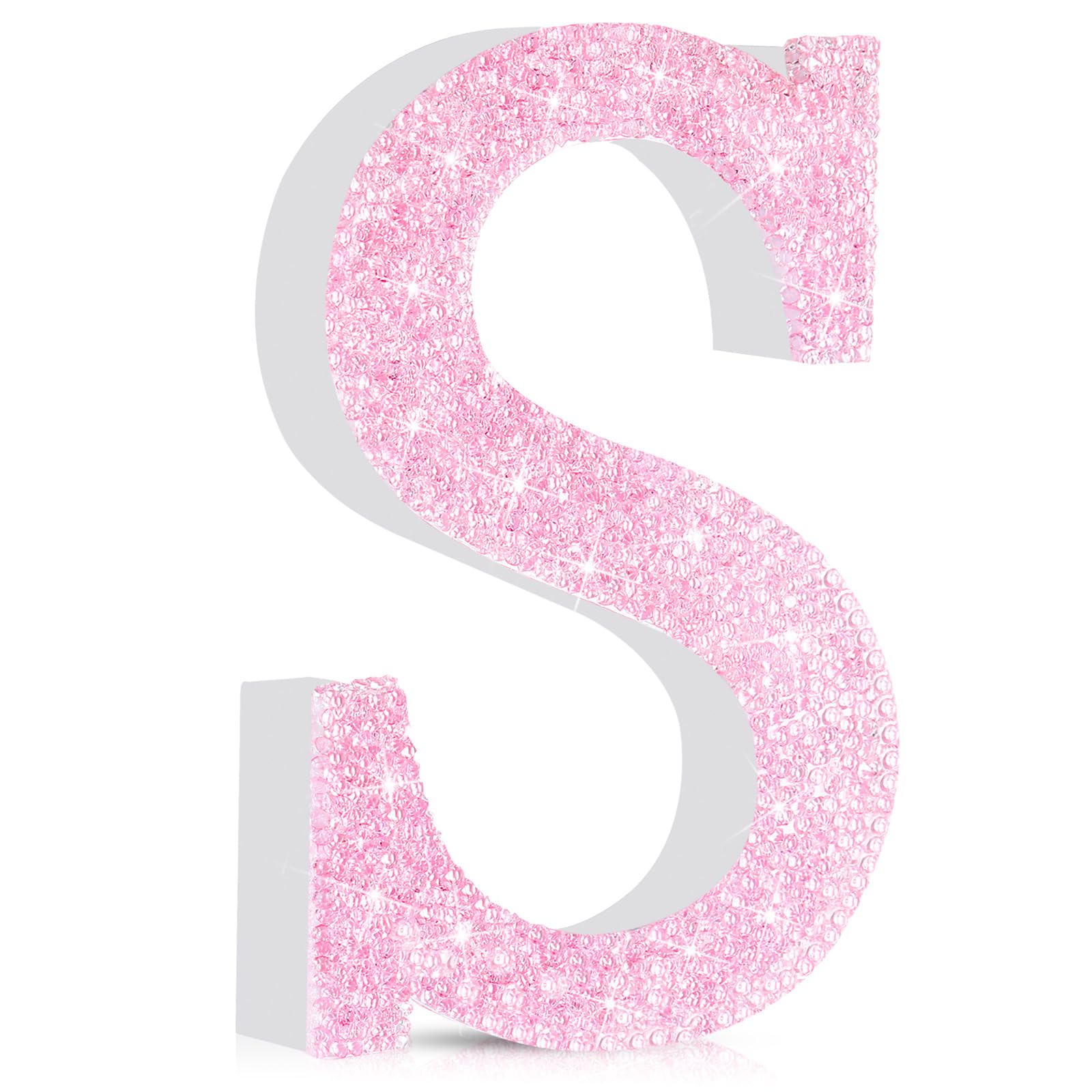 Photo 1 of Qunclay 5.7 Inch Pink Crystal Diamond Letters - Crushed Diamond Decorations with Screws and Hooks - Rhinestone Gift for Wedding Birthday Valentine Wall Desk Bathroom Decor(Letter S)