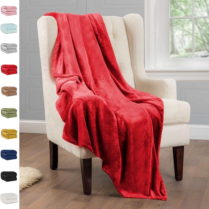 ShopBedding Red Throw Blanket Fleece Lightweight Throw