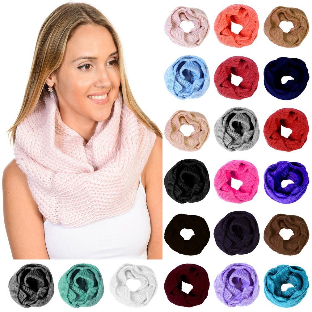 Basico Women Winter Infinity Scarf Warm Knitted Circle Loop Various Colors Basico Women Winter Infinity Scarf Warm Knitted Circle Loop Various Colors