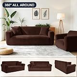 Yeahmart Thick Velvet Sofa Cover 4 Seater Premium Stretch XL Brown view 7