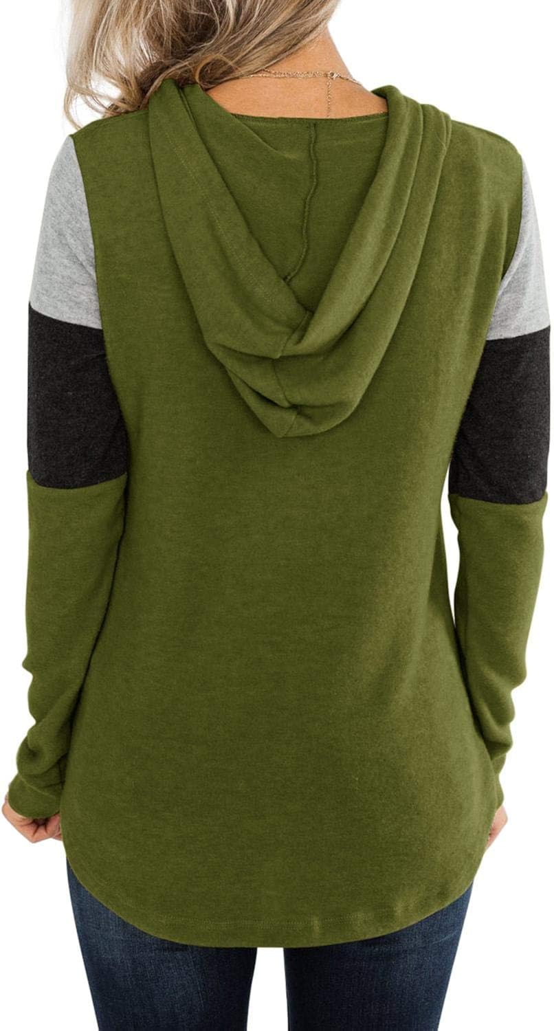PINKMSTYLE Womens Color Block Hoodie Sweatshirts Tunic Pullover Tops Long Sleeve Drawstring Shirts at  Women’s Clothing store