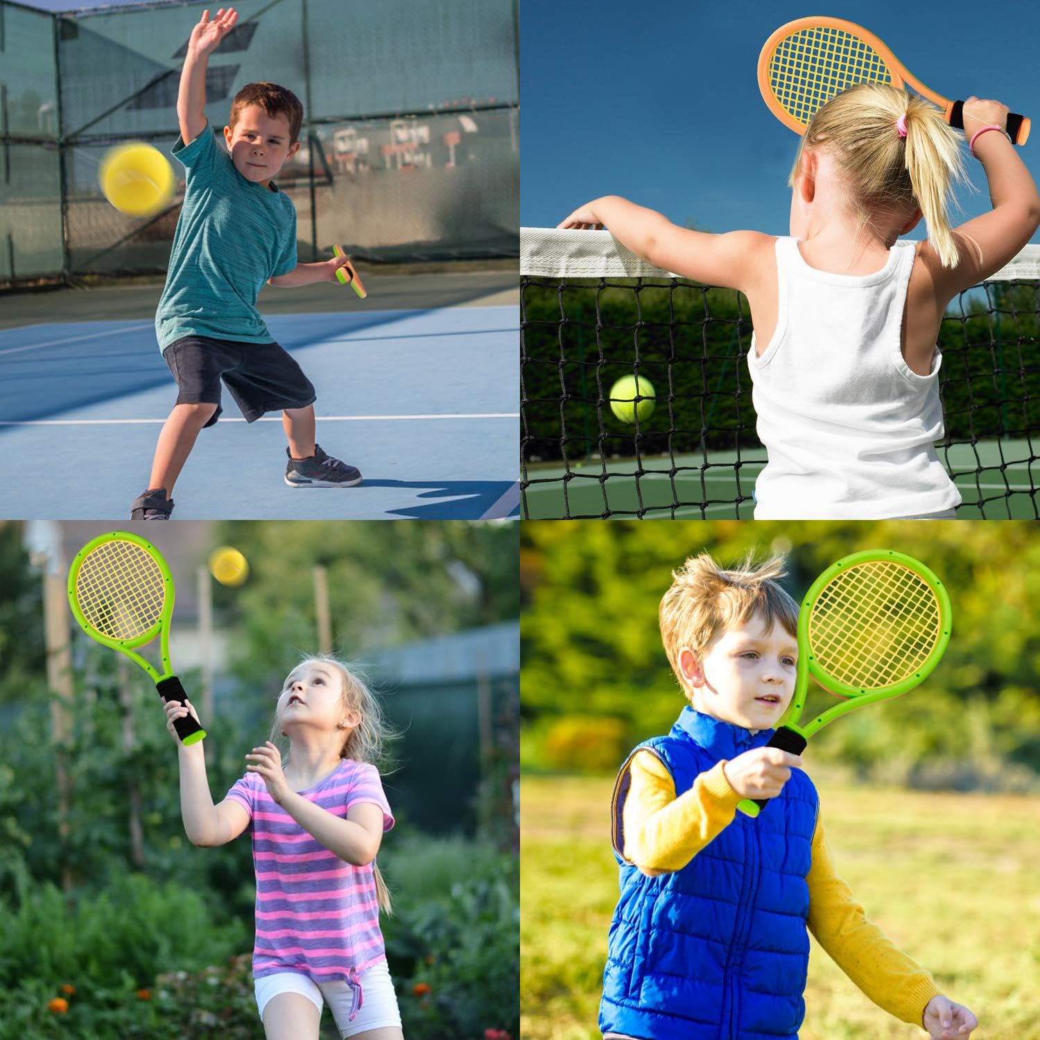 Kids Tennis Racket Set with Ball, Plastic Tennis Racquet Toys for Toddler or Child (Age 3-5) Outdoor Sports, Packaging with Shoulder Strap : Sports & Outdoors