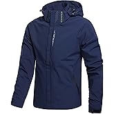 Hikevitang Men's Lightweight Waterproof Rain Jacket,Shell Hooded Outdoor Raincoat Hiking Windbreake jacket