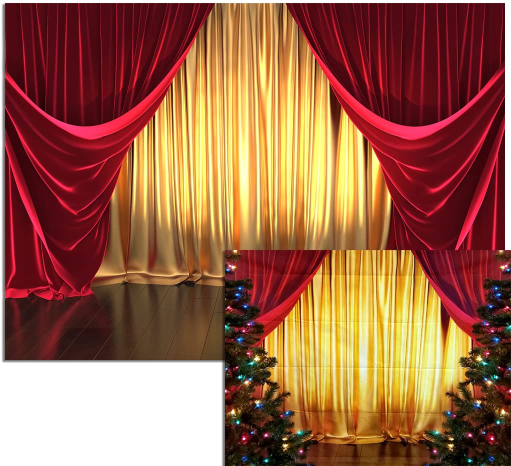 Photo 1 of GYA Golden Red Curtain Party Backdrop 7x5ft Theater Masquerade Prom Background Kids Family Business Magic Show Circus Carnival Graduation Party Birthday Cake Table Banner