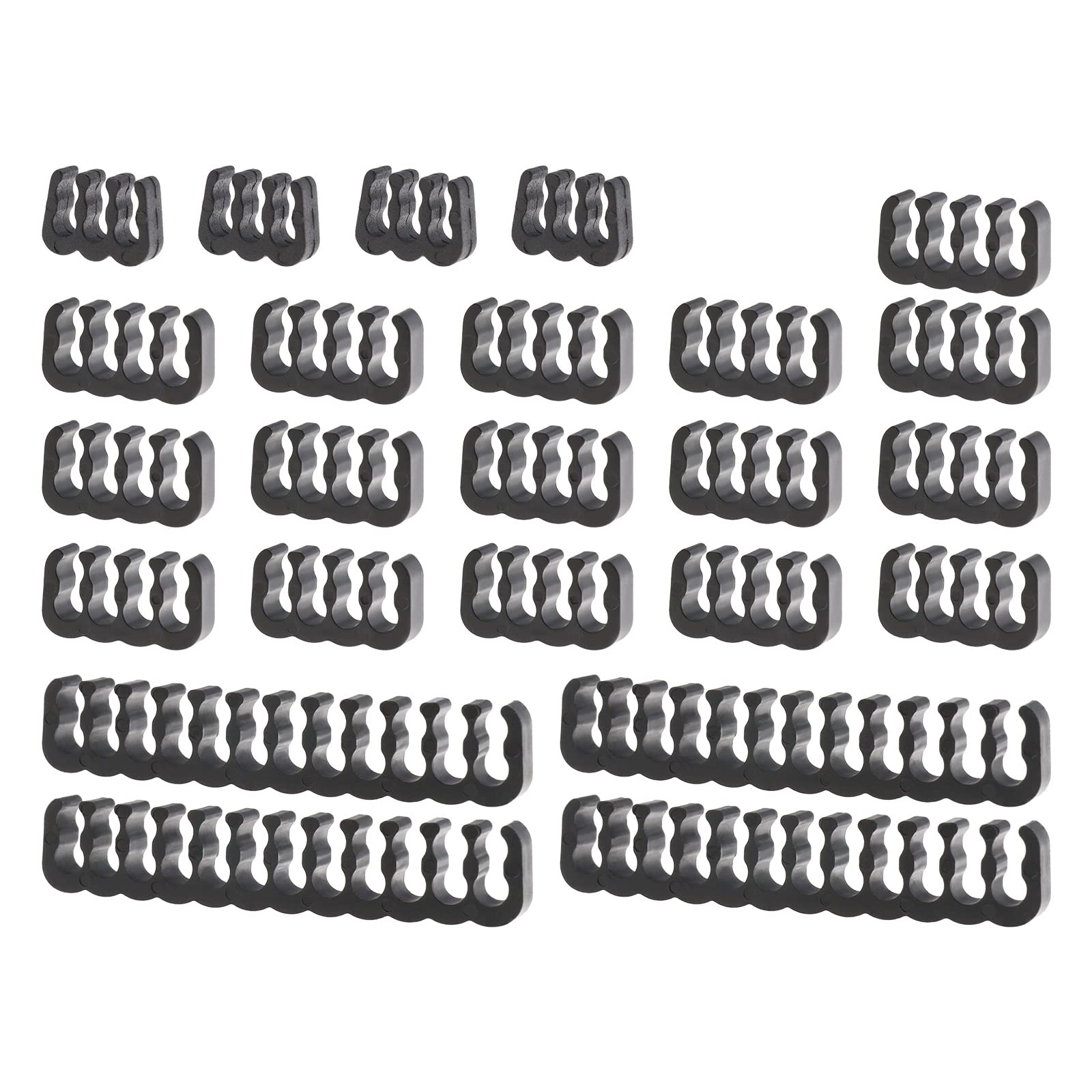 YINETTECH 24pcs Cable Comb Kit 16x 8 Pin Cable Wire Comb 4x 6 Pin PC Cable Comb 4x 24 Pin Black Cable Combs for Office Home 3.4 mm Cable Wire