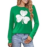 St Patricks Womens Saint Clover Funny Shamrock Irish Shirts Long Sleeve Paddys Tops L